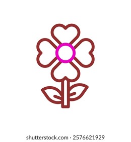 Simple flower outline illustration with pink circle