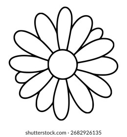 Simple flower outline pattern for embroidery and coloring design
