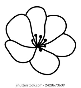 Simple flower outline vector illustration. 