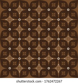 The simple flower pattern on Indonesian batik design with seamless dark brown color design