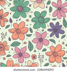 patrón floral simple.  Diseño retro de superficie de fondo vectorial floral, textil, papelería, papel envolvente, cubiertas. Estilo de los años 60, 70 y 80