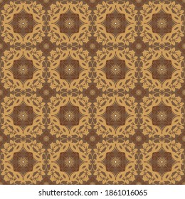 Simple flower patterns on Jogja batik with smooth mocca color design.
