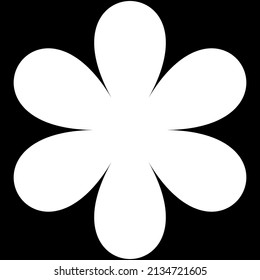 Simple Flower, Petals, Plant Leaf Silhouette Icon And Symbol