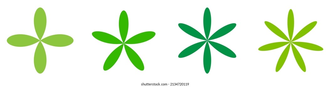 Simple flower petals silhouette, icon and symbol. Nature, natural, eco and ecology concept illustration