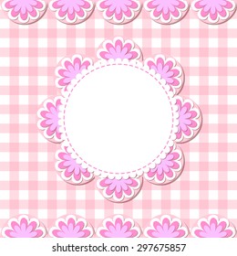 Simple flower photo frame. Cute scrapbook page. Baby shower card.