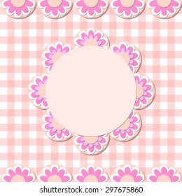 Simple flower photo frame. Cute scrapbook page. Baby shower card.