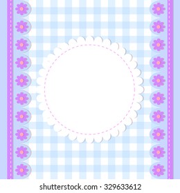 Simple flower photo frame. Cute scrapbook page. Baby shower card.