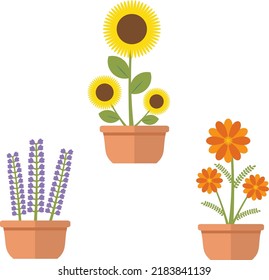 Simple Flower Pot. Editable Flat Design. For Decoration. Vector EPS 8.