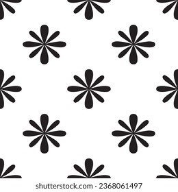 Simple Flower Repeat Vector Pattern Background in Black and White