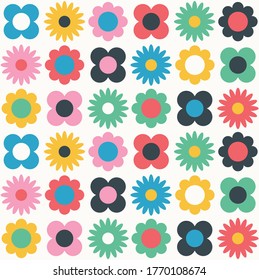 Simple flower seamless pattern design. Scandinavian style. Vector illustration.