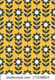 Simple flower seamless pattern design. Scandinavian style. Vector illustration.