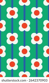 Simple flower seamless pattern design. Vector illustration.