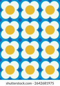 Simple flower seamless pattern design. Vector illustration.