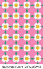 Simple flower seamless pattern design. Vector illustration.