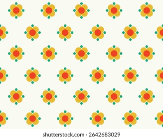 Simple flower seamless pattern design. Vector illustration.