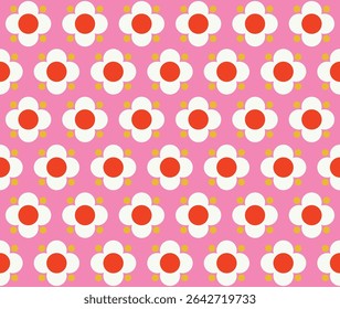 Simple flower seamless pattern design. Vector illustration.