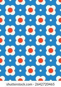 Simple flower seamless pattern design. Vector illustration.