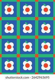 Simple flower seamless pattern design. Vector illustration.