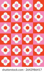 Simple flower seamless pattern design. Vector illustration.