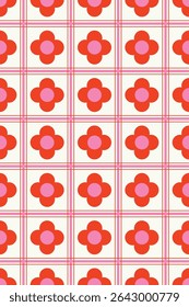 Simple flower seamless pattern design. Vector illustration.