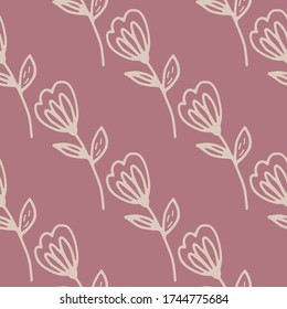 SImple flower seamless pattern in doodle style. Cute floral endless wallpaper Vector illustration