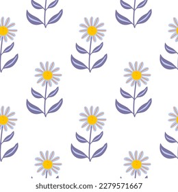Simple flower seamless pattern. Elegant botanical background. Abstract floral wallpaper. Decorative forest flowers endless wallpaper. Design for fabric, textile print, wrapping, cover. Vector