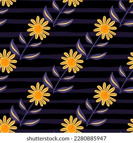 Simple flower seamless pattern. Elegant botanical background. Abstract floral wallpaper. Decorative forest flowers endless wallpaper. Design for fabric, textile print, wrapping, cover. Vector