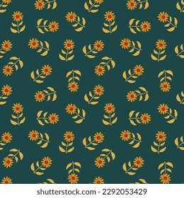 Simple flower seamless pattern. Elegant botanical background. Abstract floral wallpaper. Decorative forest flowers endless wallpaper. Design for fabric, textile print, wrapping, cover. Vector