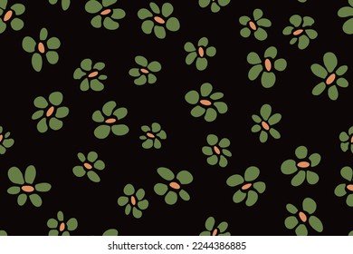 Simple flower seamless pattern vector textile print design. Rustic floral fashion print. Small flower blossom background illustration. Wildflower bloom ornament. Beautiful petals doodle.