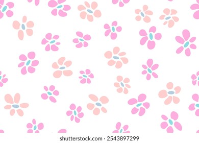 Simples flor sem emenda padrão vetor têxtil projeto de impressão. Papel de parede floral rústico. Ilustração de fundo de flor pequena. Ornamento de flor silvestre. Papel de embrulho ornamentado com margarida.