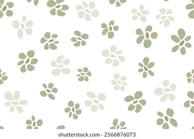 Simple flower seamless pattern vector textile print design. Rustic floral fashion print. Pretty flower blossom background illustration. Wildflower bloom ornament. Easter background.