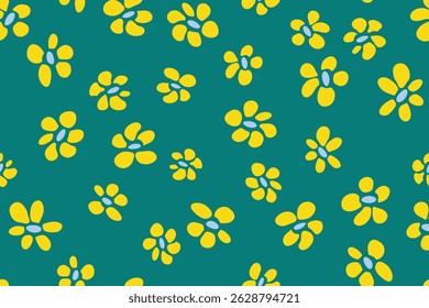 Simple flower seamless pattern vector textile print design. Rustic floral wallpaper. Little flower blossom background illustration. Wildflower bloom ornament. Easter background.