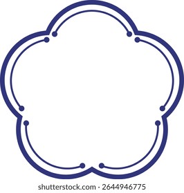 Eenvoudige Bloemvorm Frame Blauwe lijnen