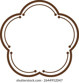 Simple Flower Shape Frame Brown Lines