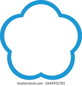 Simple Flower Shape Frame Light Blue Lines
