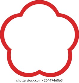 Simple Flower Shape Frame Red Lines