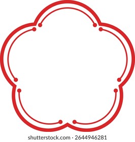 Simple Flower Shape Frame Red Lines