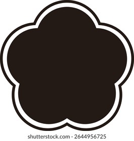 Simple Flower Shape Frame White Lines Black Fill