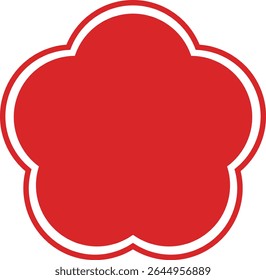 Simple Flower Shape Frame White Lines Red Fill