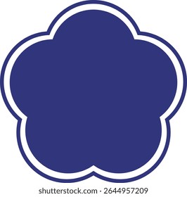 Simple Flower Shape Frame White Lines Blue Fill