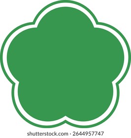 Simple Flower Shape Frame White Lines Green Fill
