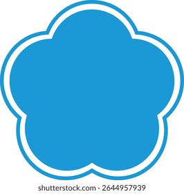 Eenvoudige Bloem Vorm Frame Witte Lijnen Lichtblauwe Vulling