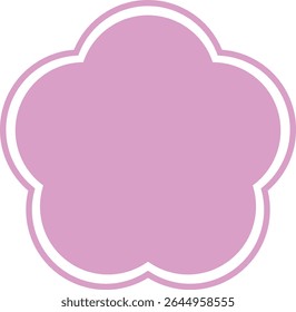 Simple Flower Shape Frame White Lines Pink Fill