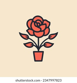 simple flower shop rose nature plant logo vector illustration template design