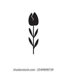 Estilo simple del Vector de la silueta de la flor con fondo blanco