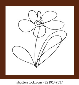 Einfache Blumenskizze auf weißem Hintergrund