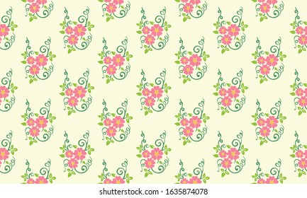 Simple flower for spring, with leaf and floral elegant pattern background.