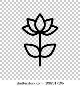 Simple flower symbol. Linear icon. On transparent background.
