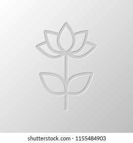 Simple flower symbol. Linear icon. Paper design. Cutted symbol. Pitted style