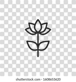 Simple flower symbol. Linear icon. Black symbol on transparency grid